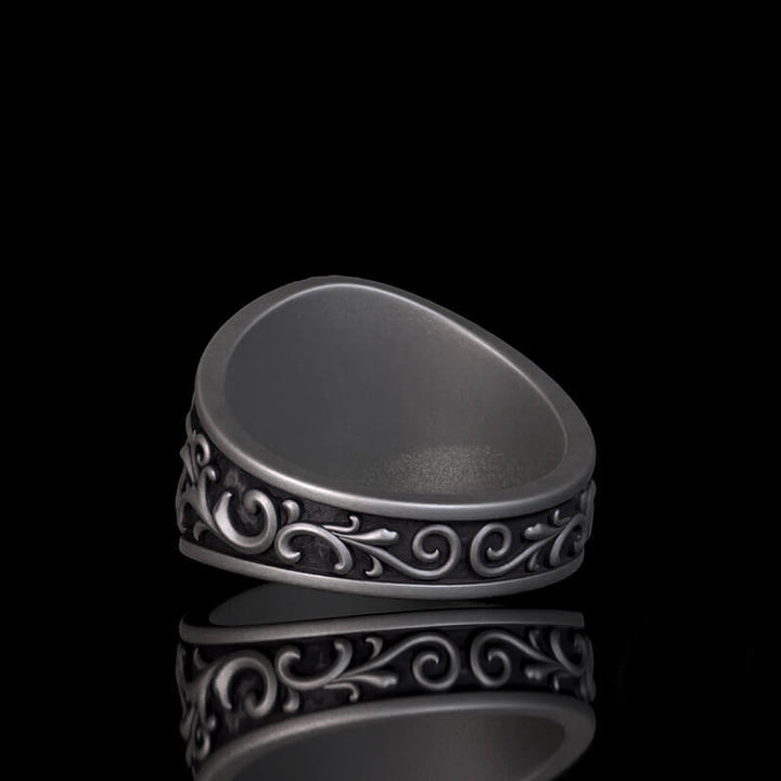 Floral Scrolls Phoenix Sterling Silver Ring