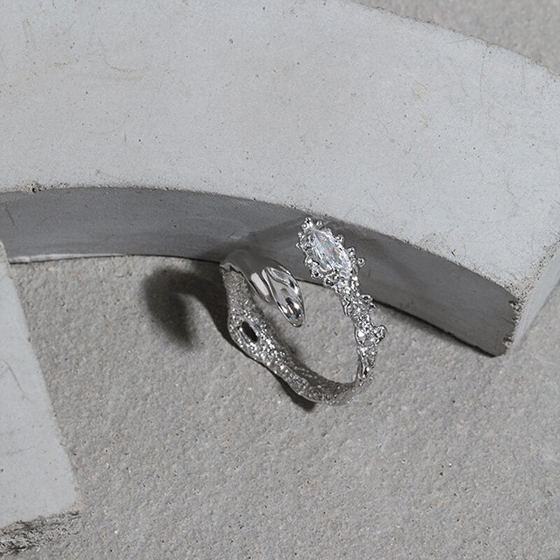 Flower Fire Texture 925 Sterling Silver Open Ring