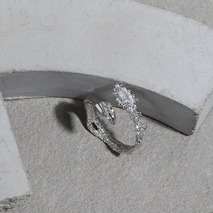 Flower Fire Texture 925 Sterling Silver Open Ring
