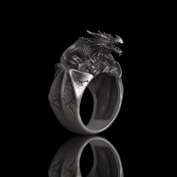 Flying Dragon Skulls 925 Sterling Silver Ring