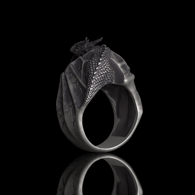 Flying Dragon Skulls 925 Sterling Silver Ring
