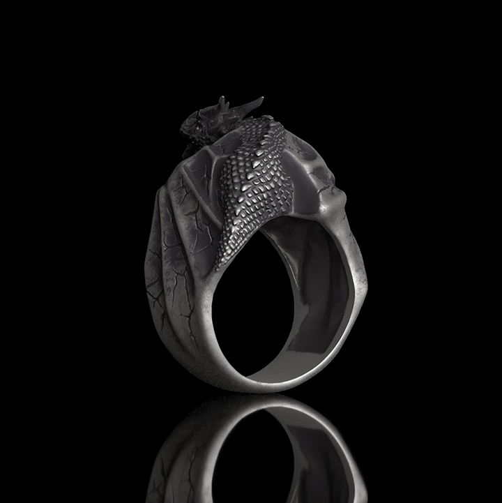 Flying Dragon Skulls 925 Sterling Silver Ring