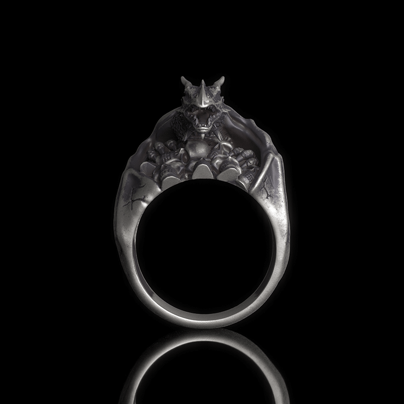 Flying Dragon Skulls 925 Sterling Silver Ring