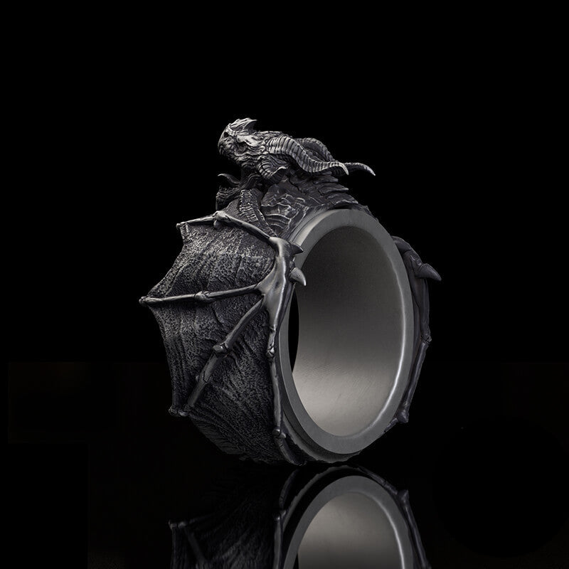 Flying Dragon Sterling Silver Animal Ring | RoyalLuster.com