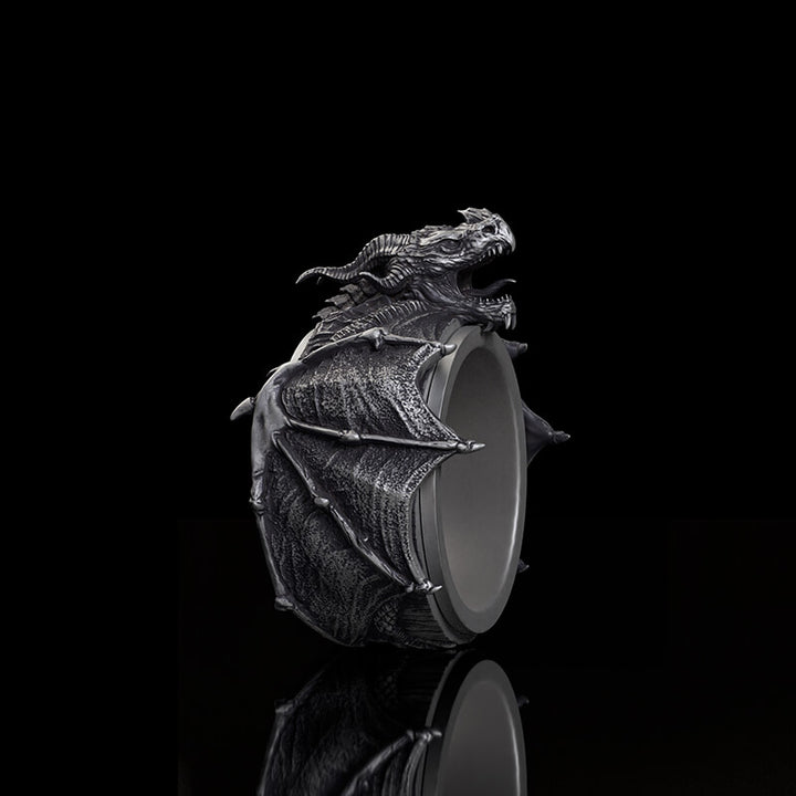Flying Dragon Sterling Silver Animal Ring | RoyalLuster.com
