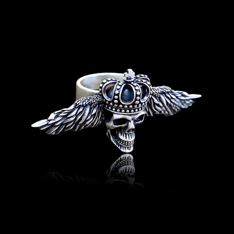 Flying Skull 925 Sterling Silver Ring