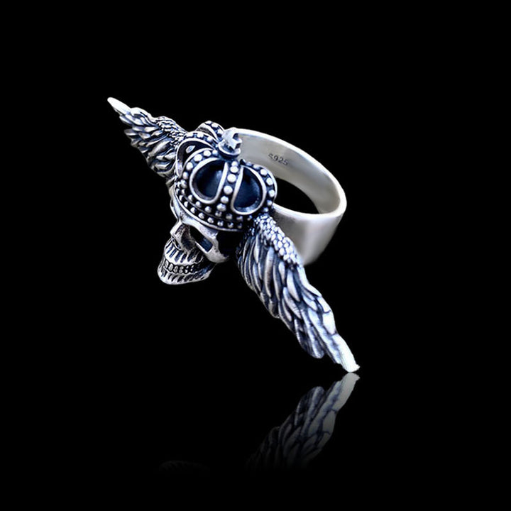 Flying Skull 925 Sterling Silver Ring