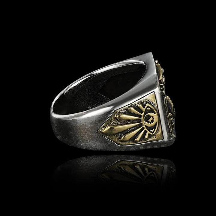 Freemason 925 Sterling Silver Skull Masonic Ring