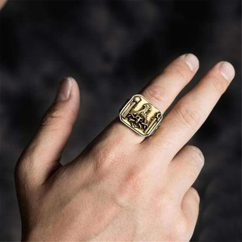 Freemason 925 Sterling Silver Skull Masonic Ring