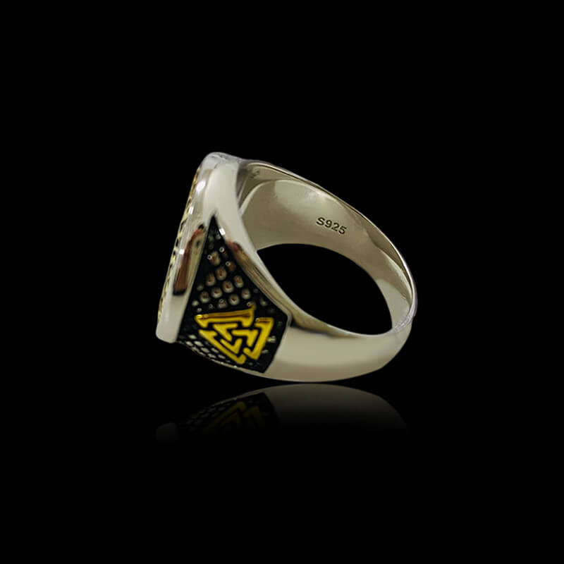 Futhark Runes Compass 925 Sterling Silver Viking Ring