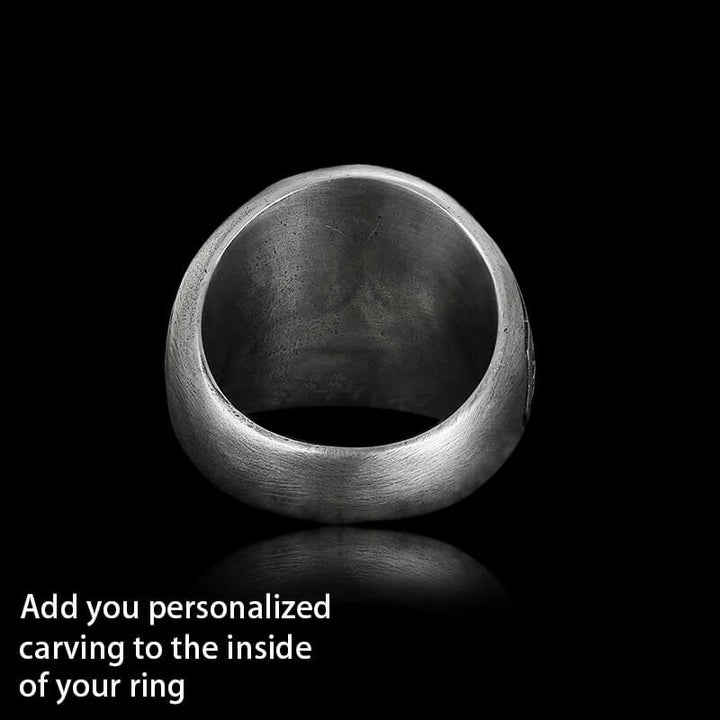 Futhark Runes Compass 925 Sterling Silver Viking Ring