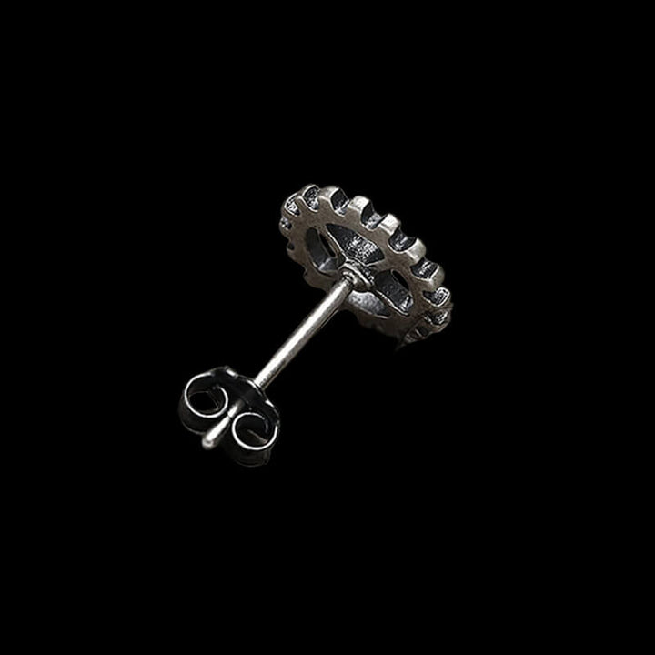 Gear Wheel 925 Sterling Silver Punk Stud Earrings