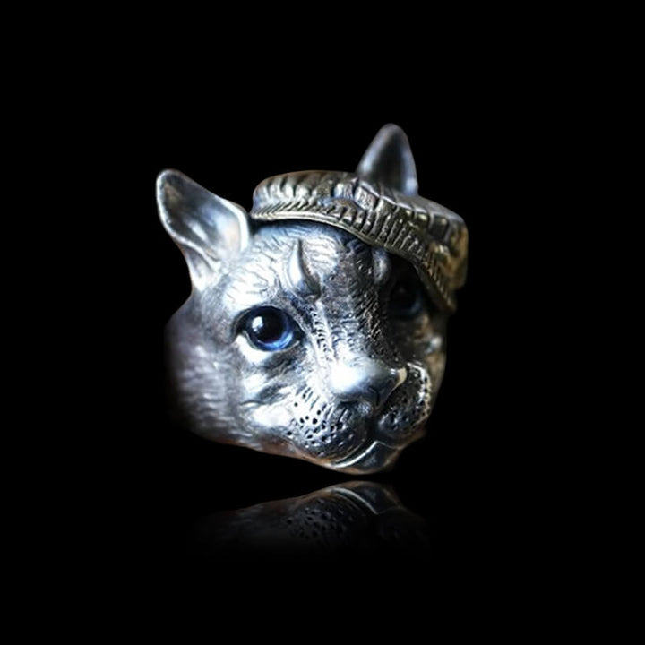 Gentleman Cat Crystal Cat’s Eyes 925 Sterling Silver Ring