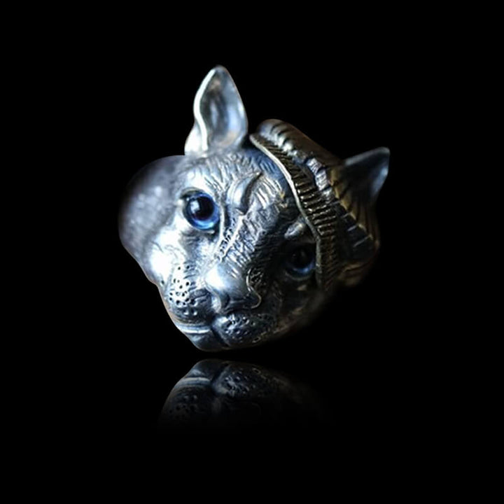 Gentleman Cat Crystal Cat’s Eyes 925 Sterling Silver Ring