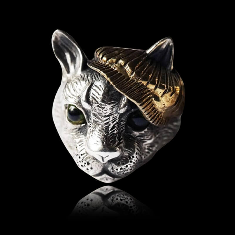 Gentleman Cat Crystal Cat’s Eyes 925 Sterling Silver Ring