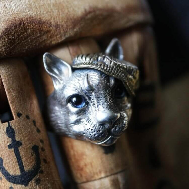 Gentleman Cat Crystal Cat’s Eyes 925 Sterling Silver Ring