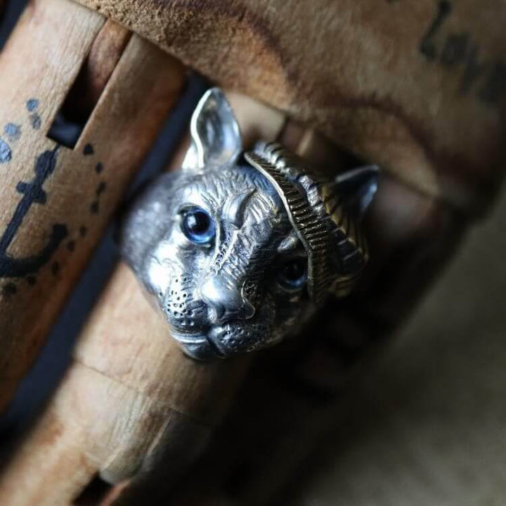 Gentleman Cat Crystal Cat’s Eyes 925 Sterling Silver Ring