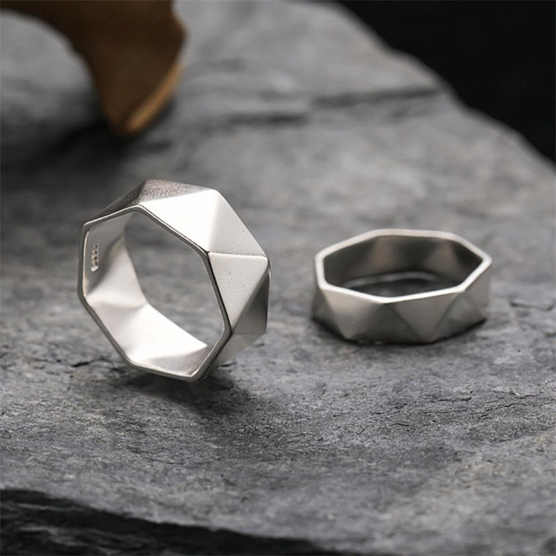 Geometric Diamond 925 Sterling Silver Ring 02 | Royalluster.com