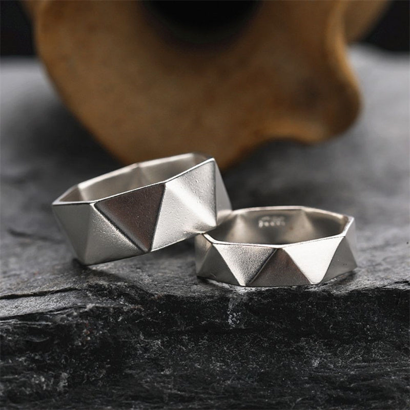 Geometric Diamond 925 Sterling Silver Ring 04 | Royalluster.com