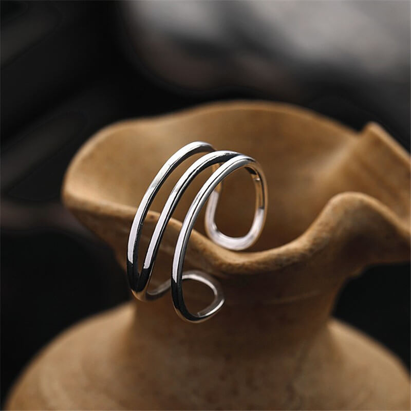 Geometric Hollow 925 Sterling Silver Minimalist Ring 03 | Royalluster.com