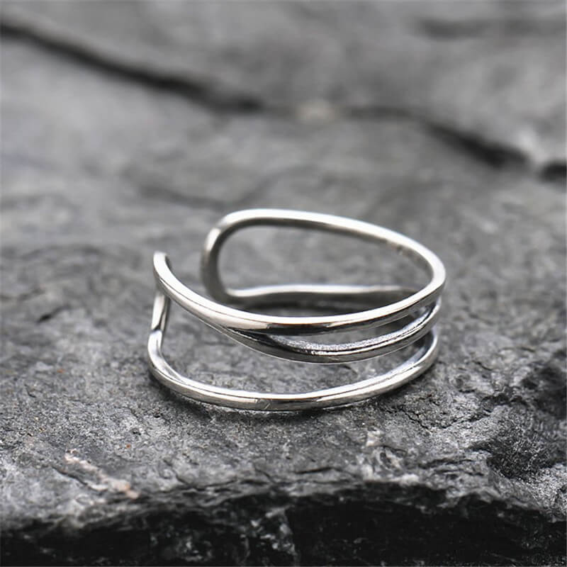 Geometric Hollow 925 Sterling Silver Minimalist Ring 05 | Royalluster.com