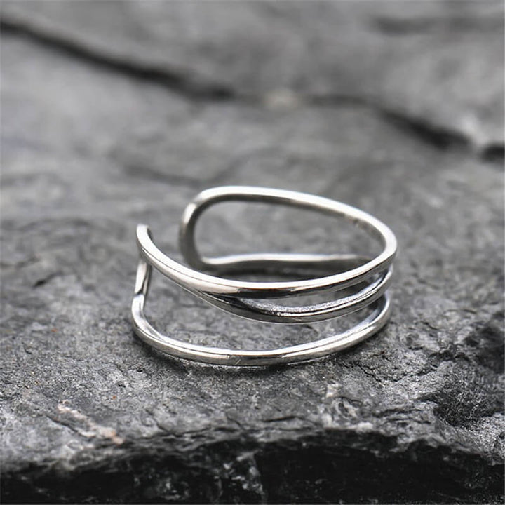 Geometric Hollow 925 Sterling Silver Minimalist Ring 05 | Royalluster.com