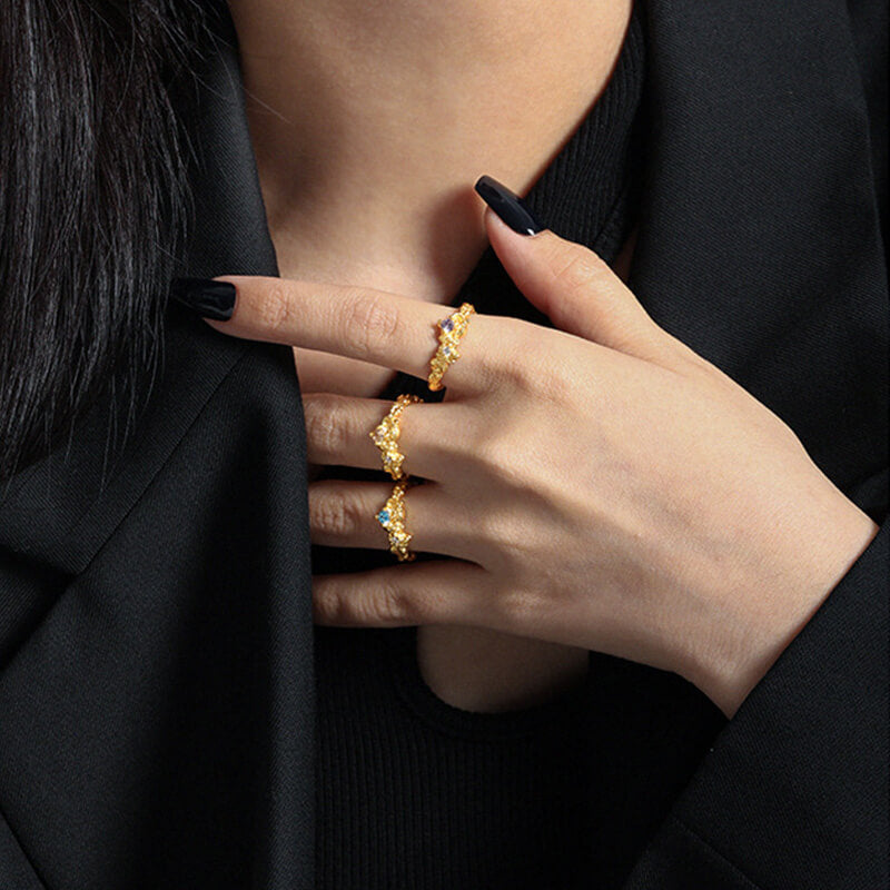 Geometric Irregular 925 Sterling Silver Open Ring 04 | RoyalLuster.com