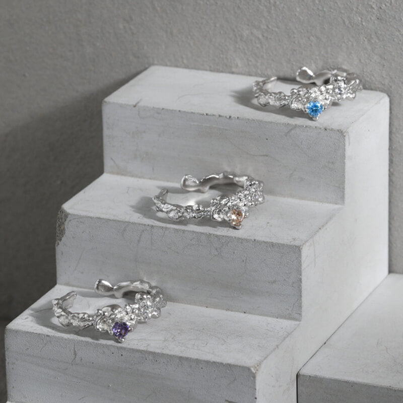 Geometric Irregular 925 Sterling Silver Open Ring