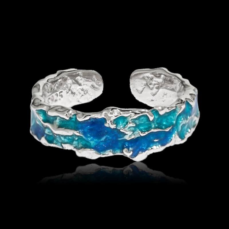 Geometric Irregular Texture 925 Sterling Silver Ring 03 | RoyalLuster.com