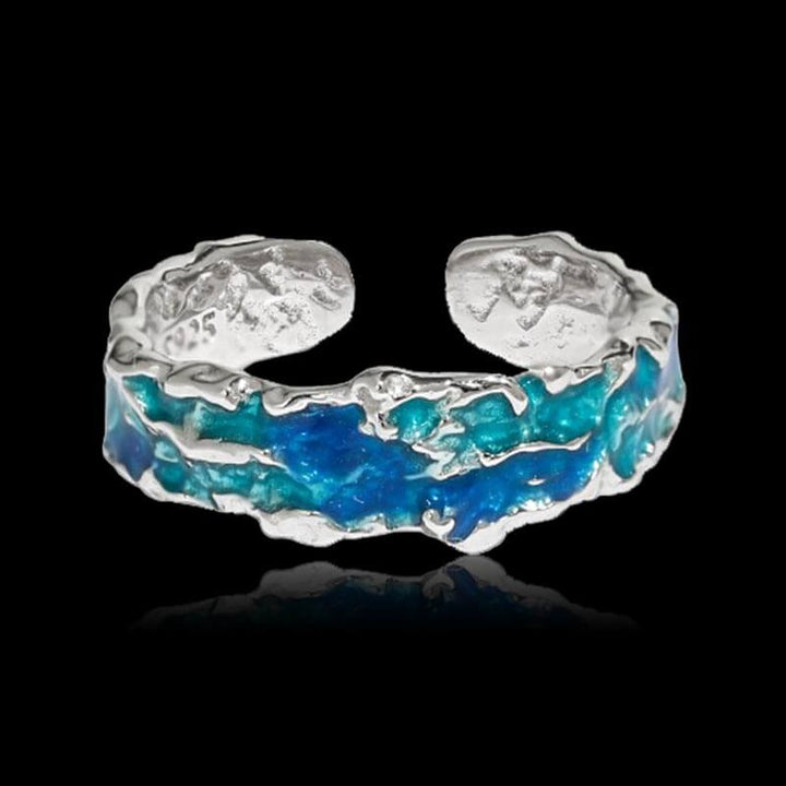 Geometric Irregular Texture 925 Sterling Silver Ring 03 | RoyalLuster.com