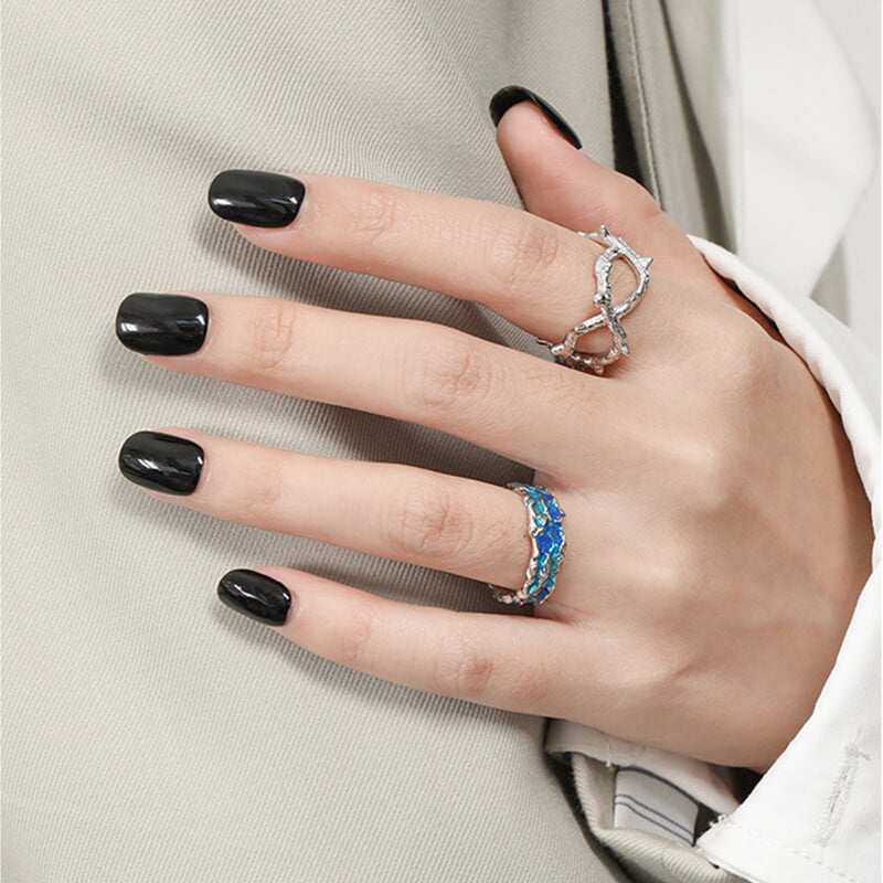 Geometric Irregular Texture 925 Sterling Silver Ring 04 | RoyalLuster.com