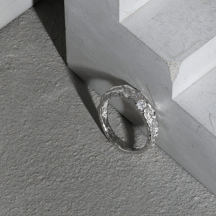 Geometric Tin Foil Textured 925 Sterling Silver Ring
