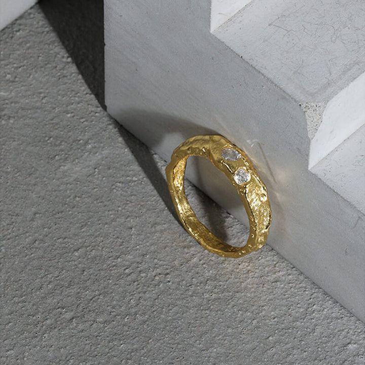 Geometric Tin Foil Textured 925 Sterling Silver Ring