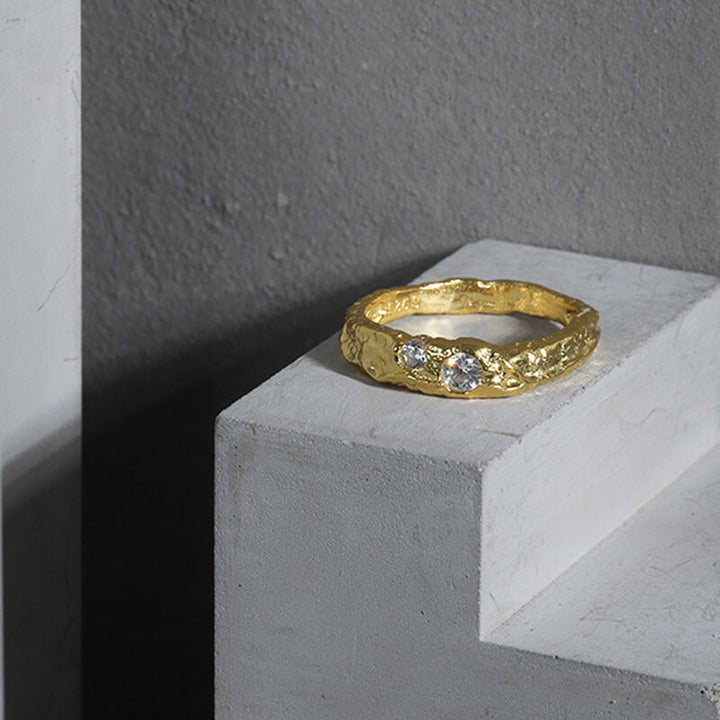 Geometric Tin Foil Textured 925 Sterling Silver Ring