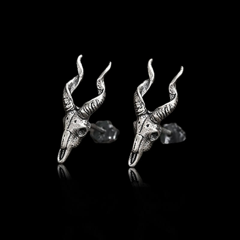 Goat head 925 Sterling Silver Stud Satan Stud Earring