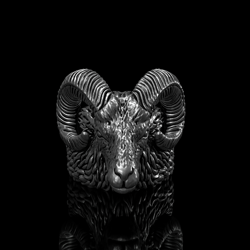 Goat Leviathan Cross 925 Sterling Silver Ring
