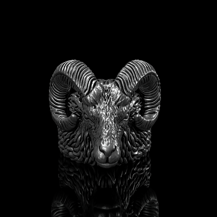 Goat Leviathan Cross 925 Sterling Silver Ring