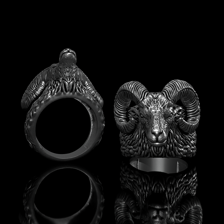 Goat Leviathan Cross 925 Sterling Silver Ring