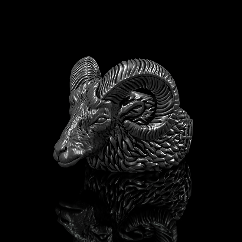 Goat Leviathan Cross 925 Sterling Silver Ring