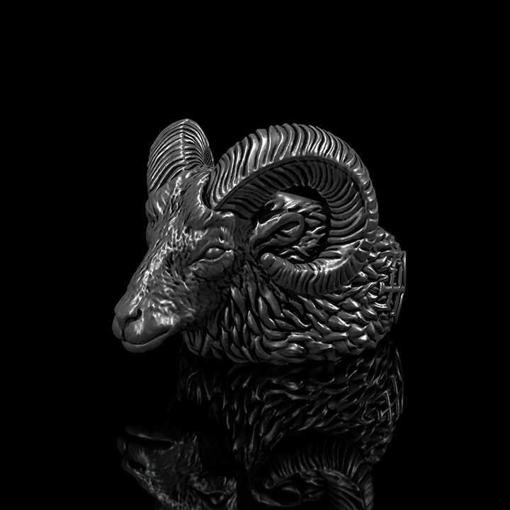 Goat Leviathan Cross 925 Sterling Silver Ring