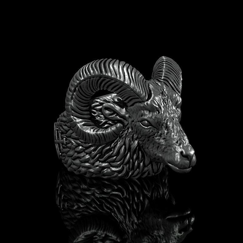 Goat Leviathan Cross 925 Sterling Silver Ring
