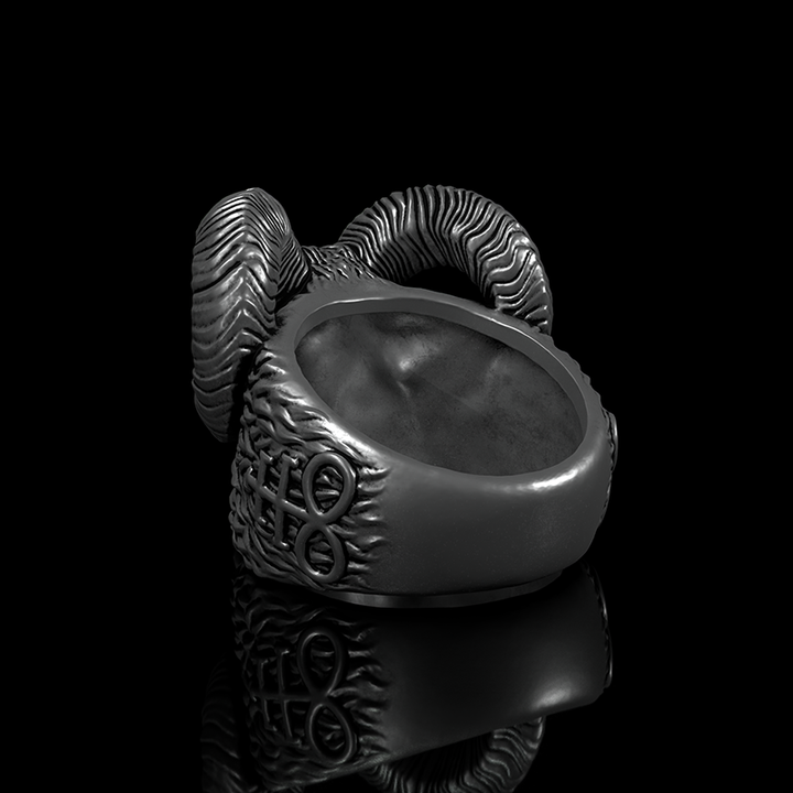 Goat Leviathan Cross 925 Sterling Silver Ring