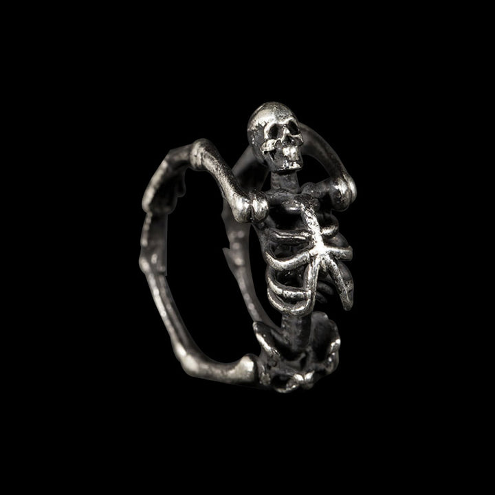 Goth Skeleton 925 Sterling Silver Ring
