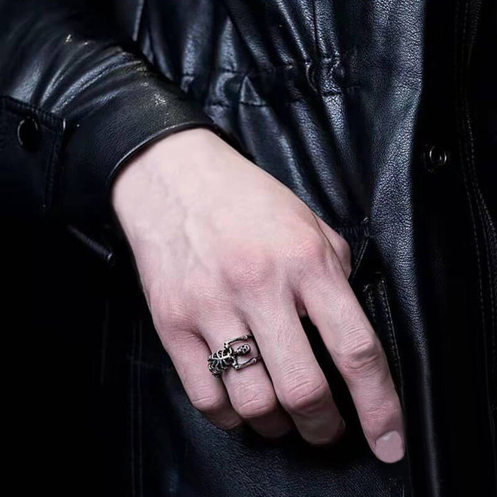 Goth Skeleton 925 Sterling Silver Ring