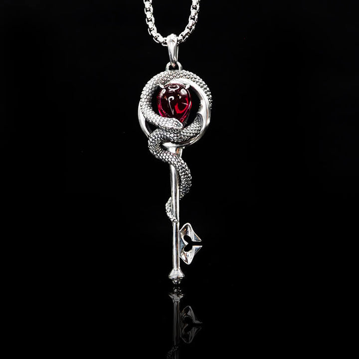 Gothic 925 Sterling Silver Gemstone Snake Necklace 01 | Royalluster.com