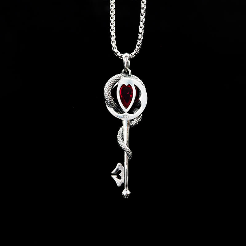Gothic 925 Sterling Silver Gemstone Snake Necklace 03 | Royalluster.com