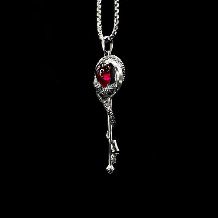 Gothic 925 Sterling Silver Gemstone Snake Necklace 04 | Royalluster.com