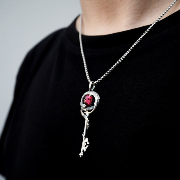 Gothic 925 Sterling Silver Gemstone Snake Necklace 02 | Royalluster.com