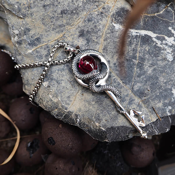 Gothic 925 Sterling Silver Gemstone Snake Necklace