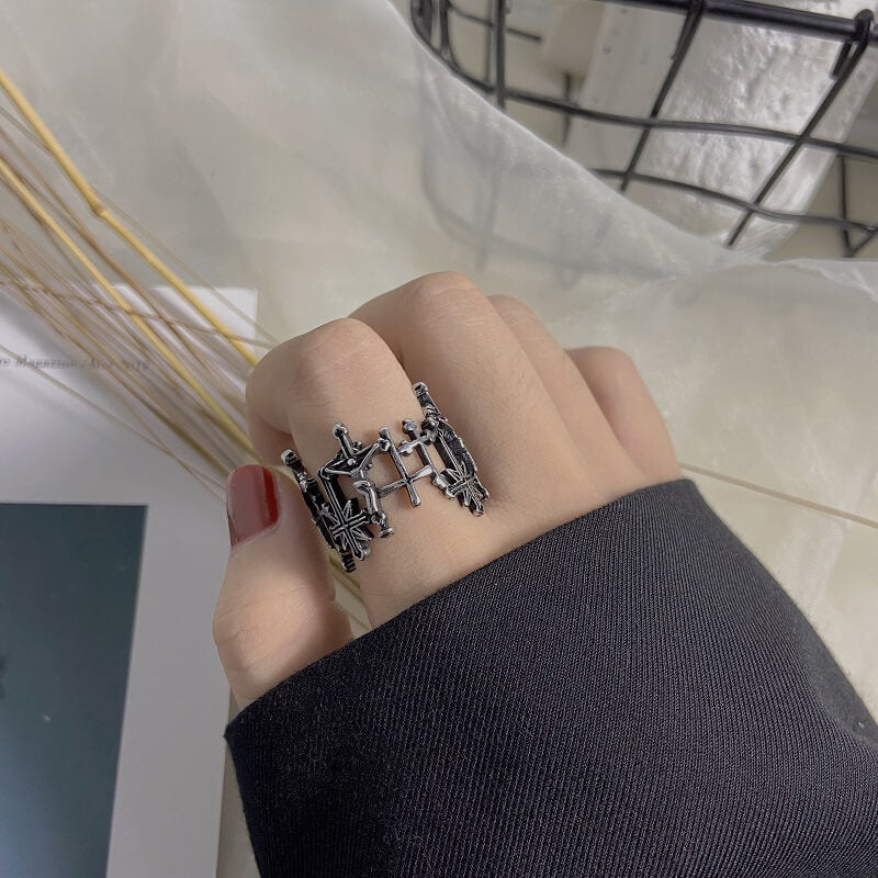 Gothic Cross 925 Sterling Silver Christian Ring 02 | RoyalLuster.com